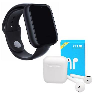 Imagem de Kit 1 Smartwatch Preto + 1 Fone Bluetooth I11 Pro Tws 42Mm
