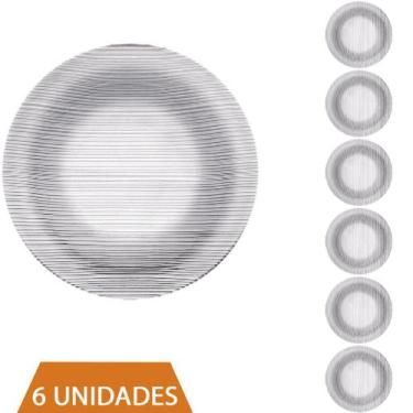 Imagem de Conjunto 6 Pratos Transparente Redondos Fundo 22cm Diamante - NADIR FI