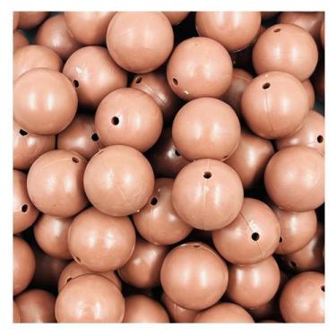Imagem de Miçanga Bola Lisa 16mm 50pçs Marrom Plástico Passante Artesanato 175g 