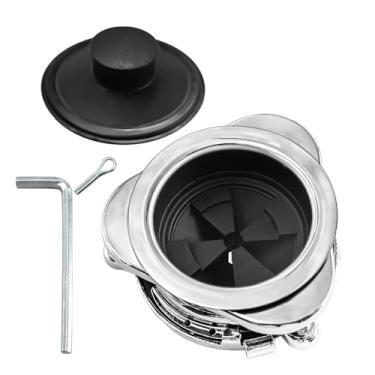 Imagem de Kit de flange de descarte de lixo e rolha para InSinkErator, montagem de 3 parafusos peças de flange de pia de cozinha de aço inoxidável com rolha compatível com modelos InSinkErator Descarte de lixo