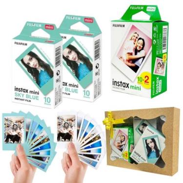Imagem de Filme Instax Mini 20 Fotos + 20 Fotos Black Com Caixa De Presente Sky 