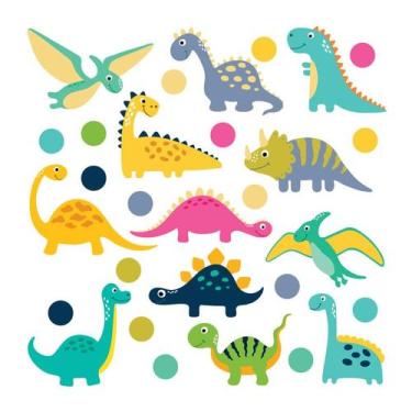 Imagem de Adesivo de Parede Infantil Dinossauros Quarto Menino Bebe - 185ir - Al