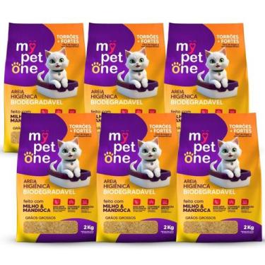 Imagem de Kit 6 Areia Biodegradável Gatos Bio Gold Grossa MyPetOne 12kg