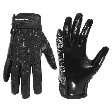 Imagem de HANDLANDY Luvas de futebol juvenil pegajosas ultra aderentes de silicone, luvas de futebol infantil, luvas de futebol americano, respirável, elástico, ajustável, ótimo presente para meninos e meninas