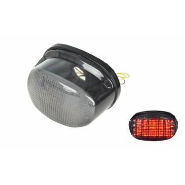 Imagem de Para Suzuki 04-05 Boulevard, Marauder, Intruder VZ1600; 97-04 VZ800 Marauder, 99-00 Katana GSX1200/GSX750; Lâmpada traseira de LED, luz traseira de freio, sinal de seta integrado (moke, flash LED