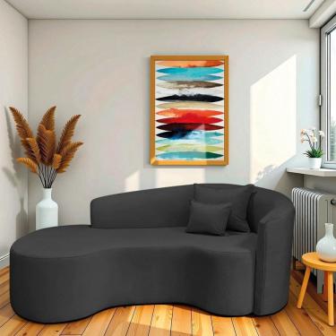 Imagem de Recamier Curvo Orgânico 180cm 3 Lugares Lado Esquerdo para Sala de Estar Linho Londres Preto