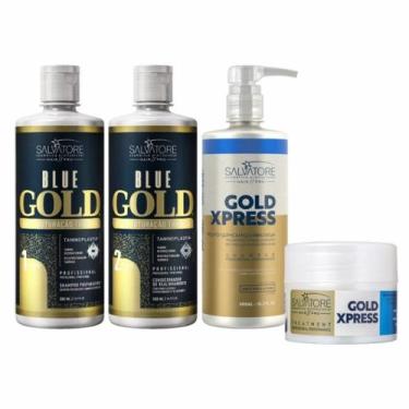 Imagem de Kit Blue Gold Alinhamento Sem Formol Kit Pós Química Gold Xpress Salva