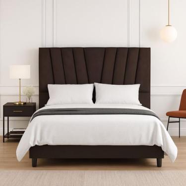 Imagem de Cabeceira Cama Box Solteiro 90 cm Vivian em Linho Com Frame - Tatite D