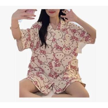 Imagem de Conjunto de pijamas de verão Hello Kitty Cat para meninas - Shuiyi