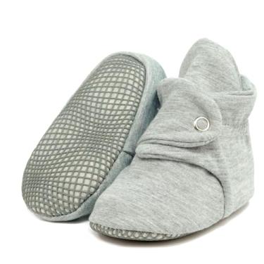 Imagem de Botas para bebês de algodão orgânico, antiderrapante, sola macia, sapatos para bebês, chinelos de casa para meninos e meninas, Cinza, 2-2.5 years Toddler