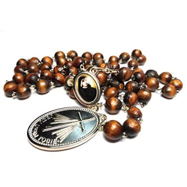 Imagem de (Brown) - Saint Faustina Kowalska mystic and visionary True Relic Chaplet Apostle Divine of Mercy with Miraculous Medal JESUS I TRUST IN YOU rosary based Three O' Clock prayer Poland Polish Novena (brown)