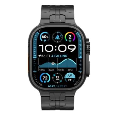 Imagem de KADES Pulseira masculina de elos de aço inoxidável para Apple Watch Ultra 3/2/1 de 49 mm, séries 11/10 de 46 mm, 9/8/7, 45 mm 6/5/4 de 44 mm, largura de 24 mm, preta