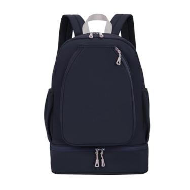 Imagem de kowaku Bolsa de tênis com compartimento para sapatos, mochila com bolso lateral, mochila de ginástica para badminton ao ar livre, Azul