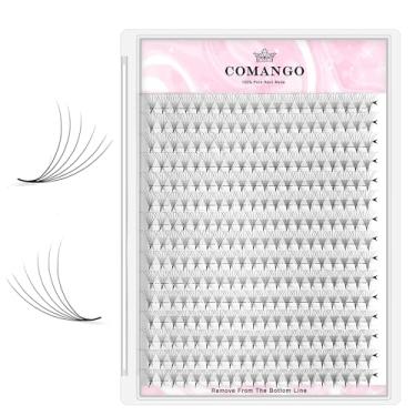 Imagem de CoMango 300 ventiladores pré-fabricados Extensões de cílios 6D Espessura 0,07 Ventiladores de cílios pré-fabricados C/D Curva Cílios Haste Média Base Fina Macio Mega Volume Extensões de Cílios
