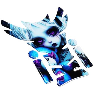 Imagem de REVSOSTAR Protetor de almofada de tanque, protetor universal de tanque de gasolina para bicicleta esportiva, decalque resistente a arranhões para motocicleta (criança arrogante em azul)