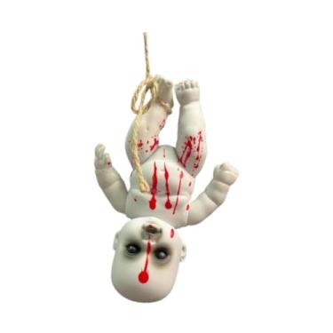Imagem de menolana Adereços assustadores, boneca assombrada pendurada, decoração de terror, brinquedo de terror, adereço de Halloween, boneca de bebê, bonecas, Menino Pequeno