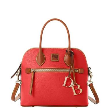 Imagem de Dooney & Bourke Bolsa feminina abobadada em couro granulado, bolsa grande com alça de ombro ajustável e removível, Vermelho, One Size