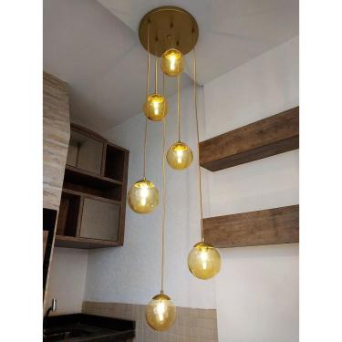 Imagem de Pendente Moderno Jabuticaba Alumínio e Vidro 3,00m Ajustável