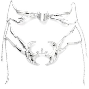 Imagem de 2pc Cyberpunk Gothic Mask Futuristic Clothing Metal Mask for Men Women Night Club Party Punk Accessories