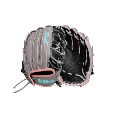 Imagem de Wilson Luva de arremessador Fastpitch Fall 2024 A2000 MA14 31 cm - arremesso à esquerda, cinza/ouro rosa/azul-petróleo
