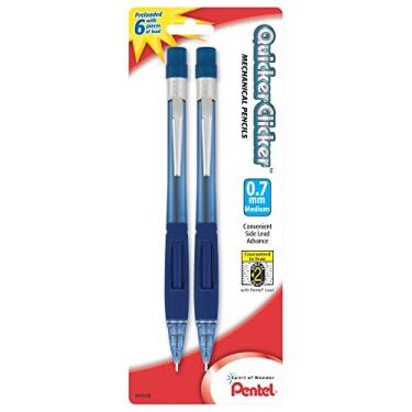 Imagem de Pentel® Lápis automáticos Quicker Clicker™, 0,7 mm, tambor azul, pacote com 2 lápis