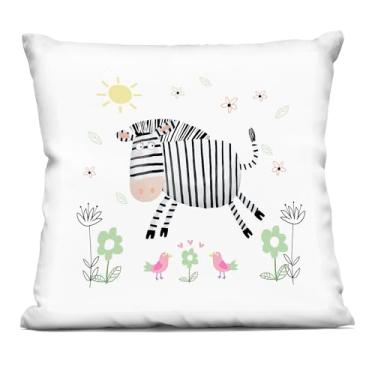 Imagem de Stupell Industries Travesseiro floral com ilustração de zebra para bebês, 45 x 18 x 45 cm, preto