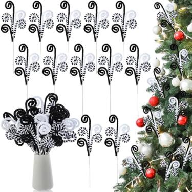 Imagem de Solsew 12 palhetas de árvore de Natal, 35,5 cm, palitos cacheados de lã e doces, decorações de topo de árvore de Natal para decoração de Natal, enchimento de vaso, guirlanda, enfeite de festa de Natal