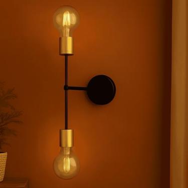 Imagem de Luminária de teto ou parede Arandela Plafon Premio 2 Lâmpadas (Preto/Verniz Ouro)