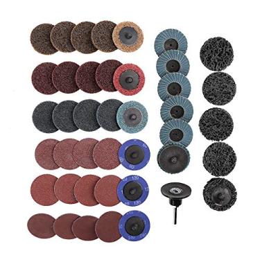 Imagem de uxcell 42 peças de discos de lixamento de 5 cm, superfície de bloqueio de rolo de nylon, grão médio grosso