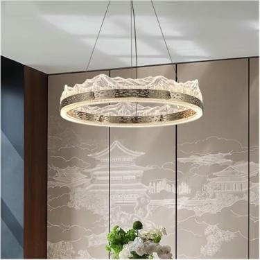 Imagem de WLHAZMWY Candeeiro pendente moderno sala de jantar luzes pendentes iluminação interna lâmpada de teto luz suspensa lustre led decorativo (branco quente, 80 cm)