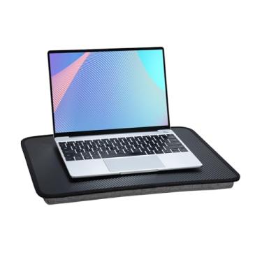 Imagem de Mesa de laptop portátil para laptops de até 16 polegadas, almofada embutida, suporte de colo para cama, sofá e carpete, ótimo para casa e escritório, mesa de colo com almofada (preto, médio)