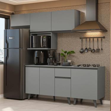 Imagem de Armário De Cozinha Completa 240 Cm Cinza Nice Madesa 06