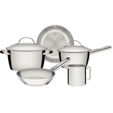 Imagem de Jogo De Panelas Allegra Inox Com Fundo Triplo E 5 Peças - 65660280 - Tramontina