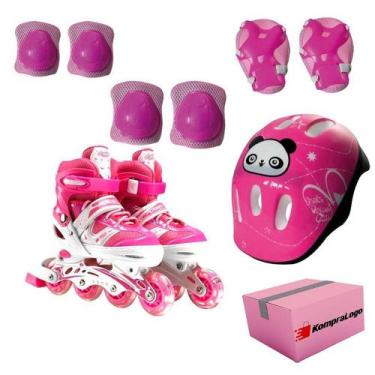 Imagem de Patins Led Zippy Rosa com Kit de Proteção Infantil para Meninas - Dive