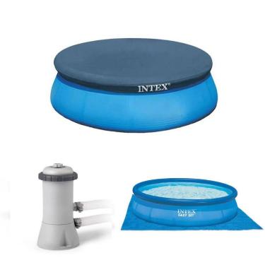 Imagem de Kit Manutenção de Piscina Inflável Filtro 2.006 L/h 220v Capa 366 Cm Forro