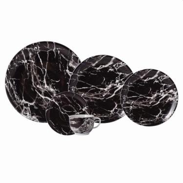 Imagem de Aparelho Jantar e Chá Porcelana Schmidt 30 Peças - Dec. Ônix Negro 239