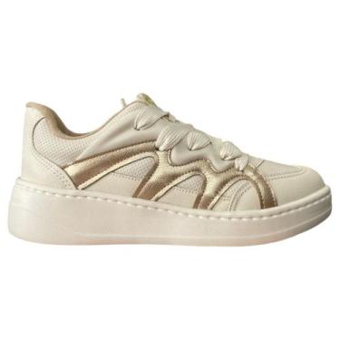 Imagem de Tênis Modare Leve Feminino Casual Confortável, Branco off dourado, 36