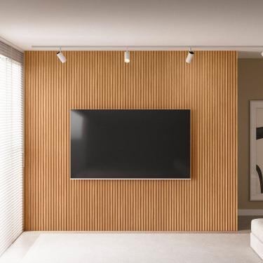 Imagem de Painel para TV 84 Polegadas 100% MDF Ripado Modular 3.0 Marrom Fosco