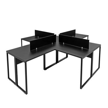 Imagem de Escrivaninha Ilha em L Estação de Trabalho Mesa Industrial 240x78cm Preto