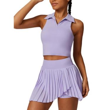 Imagem de Vestido de tênis AGYMNX, 2 peças, saia de cintura alta, roupa de golfe