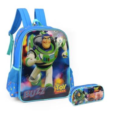 Imagem de Mochila Buzz Toy Story De Costas Com Estojo Escolar Meninos