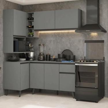 Imagem de Armário De Cozinha Completa De Canto 265 Cm Cinza Nice Madesa 05