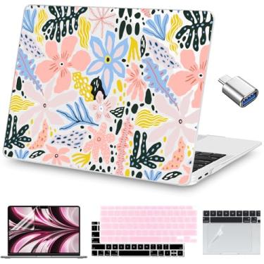 Imagem de Teryeefi Capa para MacBook Air de 13,3 polegadas, 2020, 2019, 2018, versão A2337, M1, A2179, A1932, capa rígida transparente para laptop com protetor de tela, capa de teclado, filme trackpad e