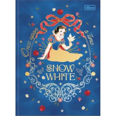 Imagem de Tilibra - Caderno Brochura Capa Dura Colegial Branca de Neve 80F - Fundo Azul - Branca E Laços