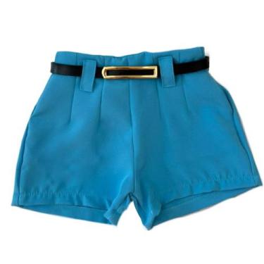 Imagem de Short Feminino Infantil Look Blogueirinha + Cinto Meninas Luxo Kids - 