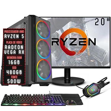 Imagem de PC GAMER COMPLETO 3GREEN FORCE AMD RYZEN 5 16GB DDR4 PLACA DE VÍDEO RADEON RX SSD 480GB MONITOR 20" 75HZ FONTE 500W 3GFO-044
