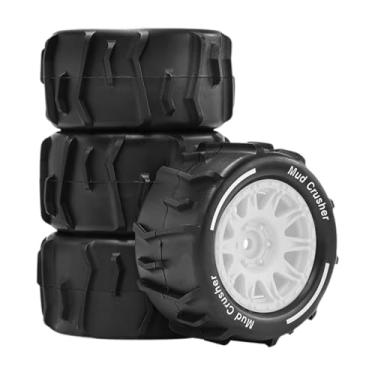 Imagem de JunZheHub Pneus RC em Escala 1/18, Pneus de Controle Remoto, Rodas, Acessórios Leves, Instalação Rápida, Peças de Reparo Resistentes, Branco