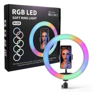 Imagem de Kit Youtuber Tripé Microfone Celular Iluminador Rgb Colorido