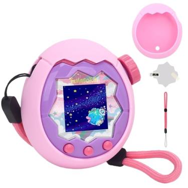 Imagem de YouKnow Capa de silicone para animal de estimação digital de brinquedo interativo Tamagotchi Paradise, com protetor de tela e alça de pulso (rosa)
