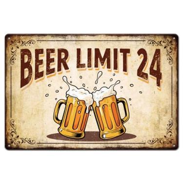 Imagem de GLOBLELAND Placa de metal de cerveja "Beer Limit 61.0 cm Vintage Oktoberfest Tin Signs 30.5x20.3 cm Retro Wall Art Plate Poster for Home Bar Man Cave Garage Porão Decoração